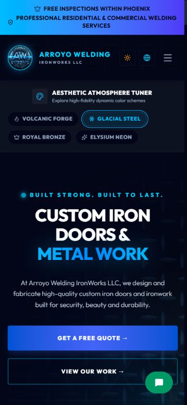 Página de Arroyo Welding & Iron Works en celular