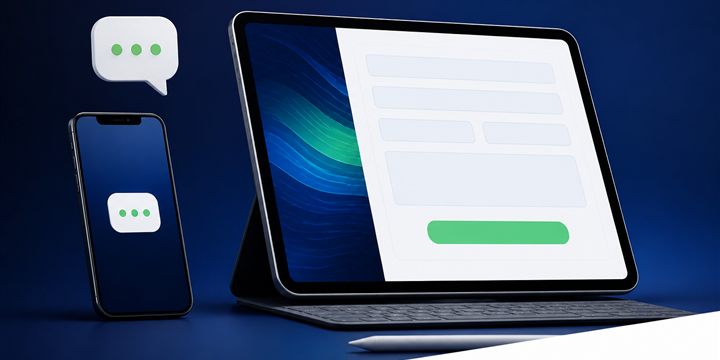 Representación visual de WhatsApp y formularios