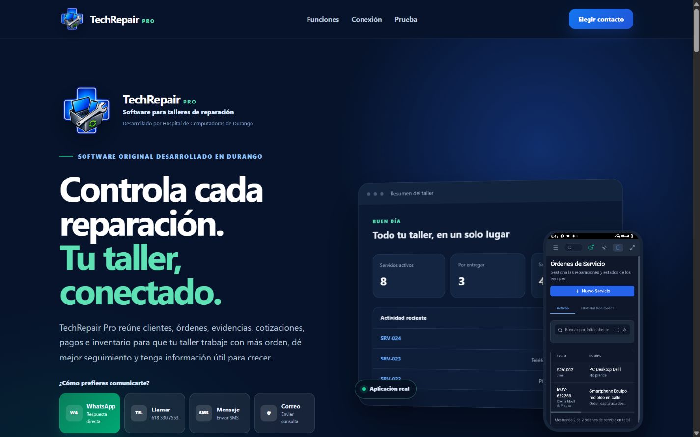 Página de TechRepair Pro